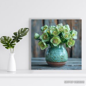 Hellebore Blooms Vase Art