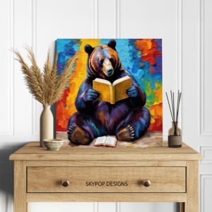 Bear Reading Book Art