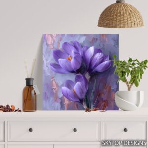 Purple Crocus Blooms Art