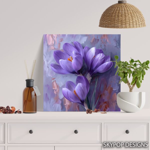 Purple Crocus Blooms Art
