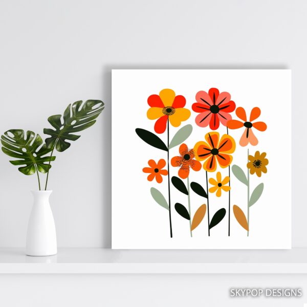 Retro Floral Burst Art