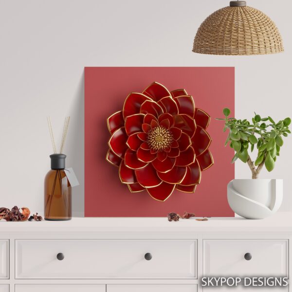 Red Dahlia Bloom Art