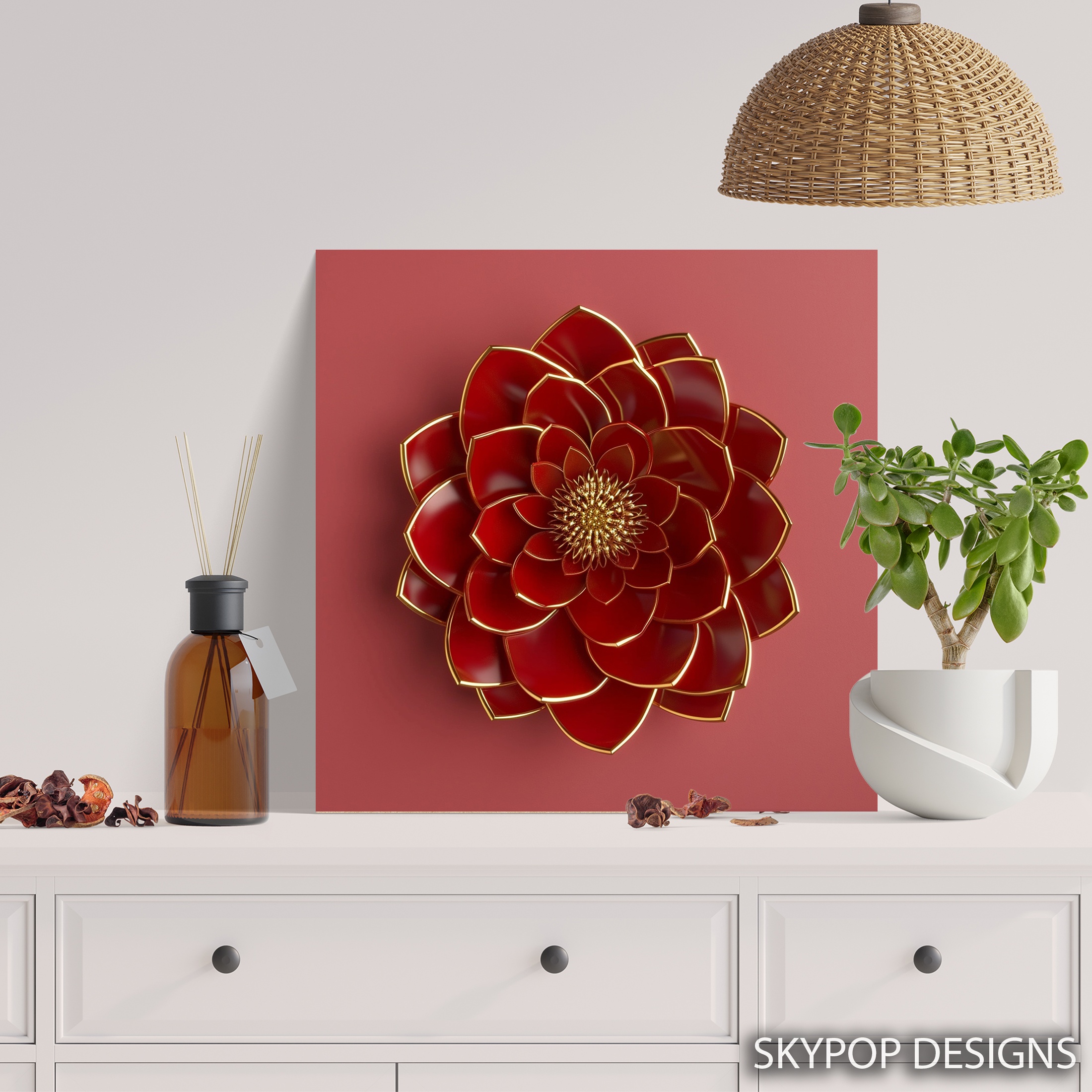 5.jpg Red Dahlia Bloom Art