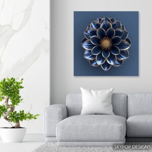 Royal Blue Dahlia Art