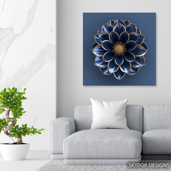 Royal Blue Dahlia Art
