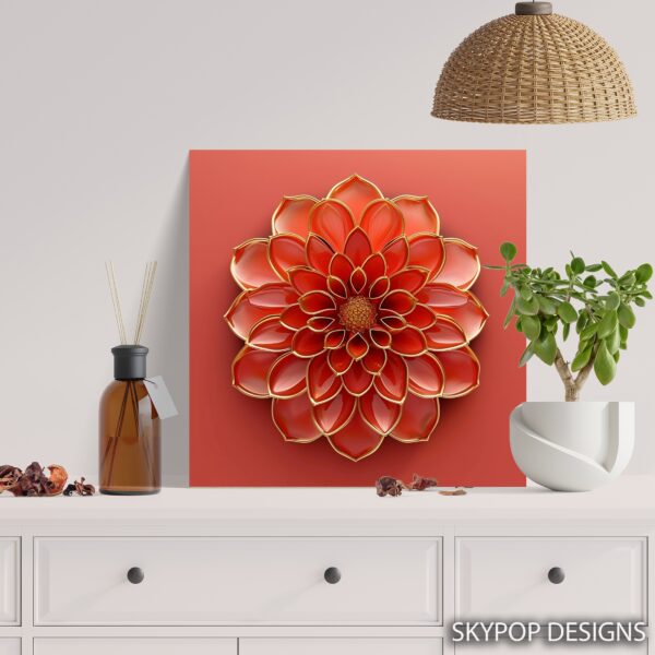 Red Dahlia Bloom Art