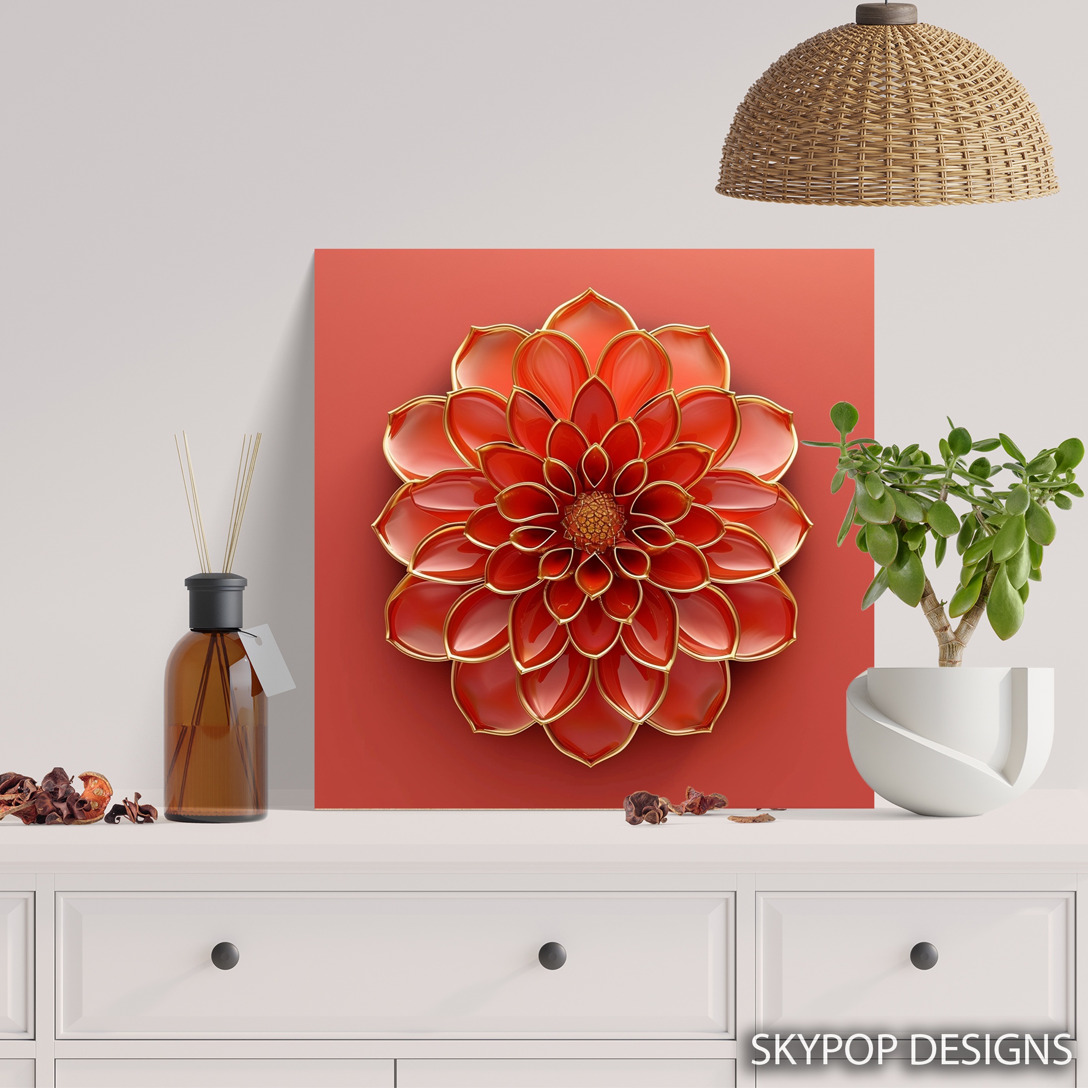 5.jpg Red Dahlia Bloom Art