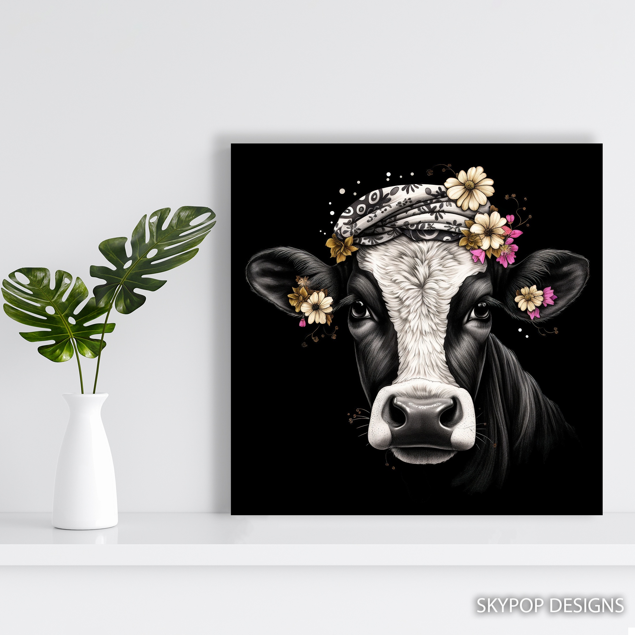5.jpg Highland Cow Floral Crown Art