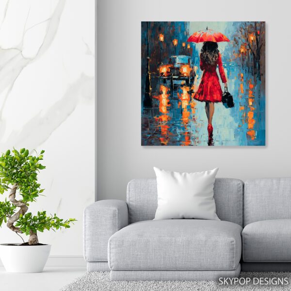 Rainy City Evening Art