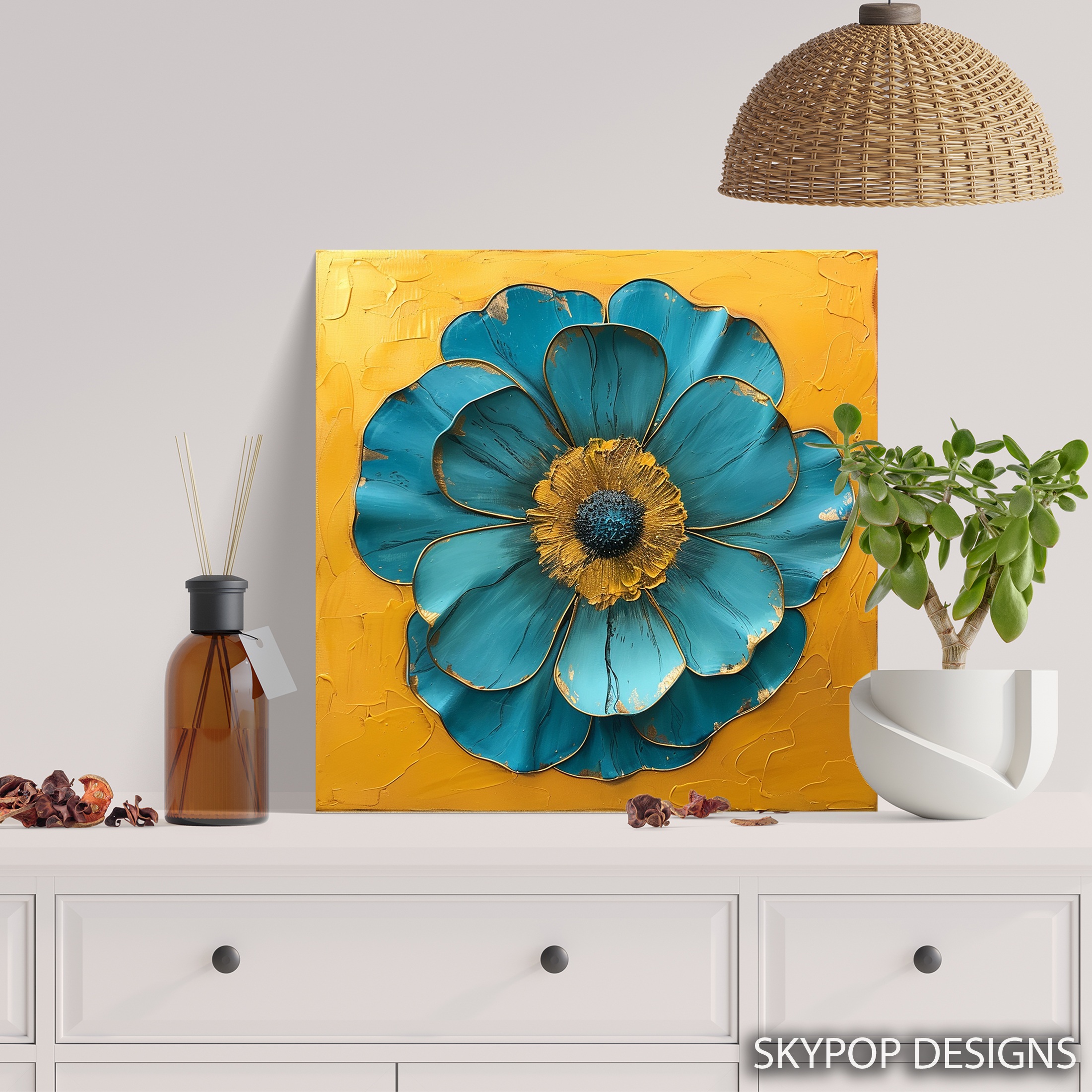 5.jpg Teal Flower Art