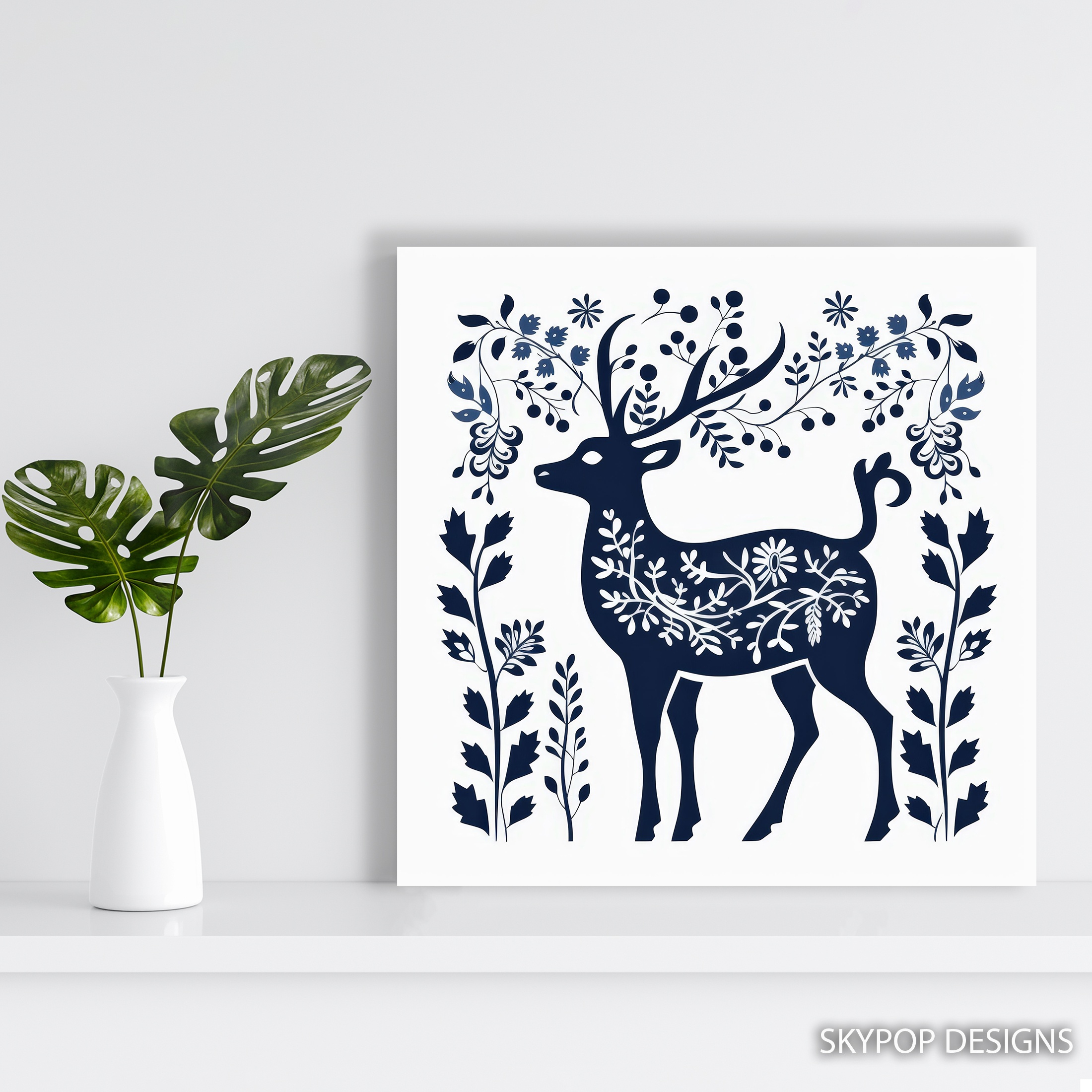 5.jpg Floral Deer Art