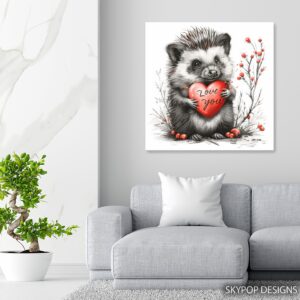 Hedgehog Love Heart Art