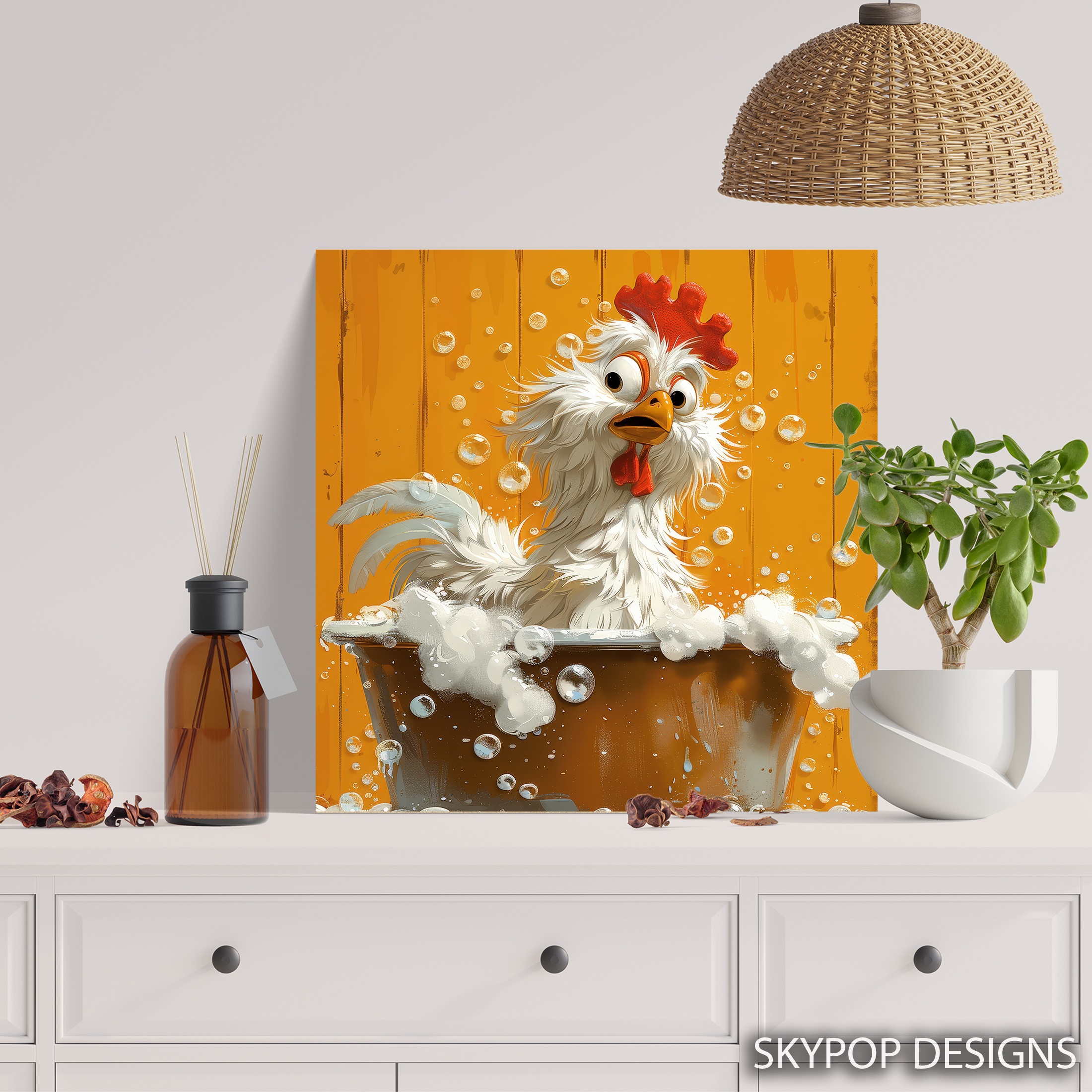 5.jpg Rooster Bath Time Art