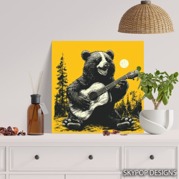 Bear Playing Guitar Moon Art