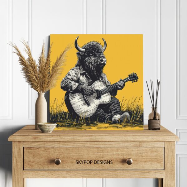 Bison Playing Guitar Art