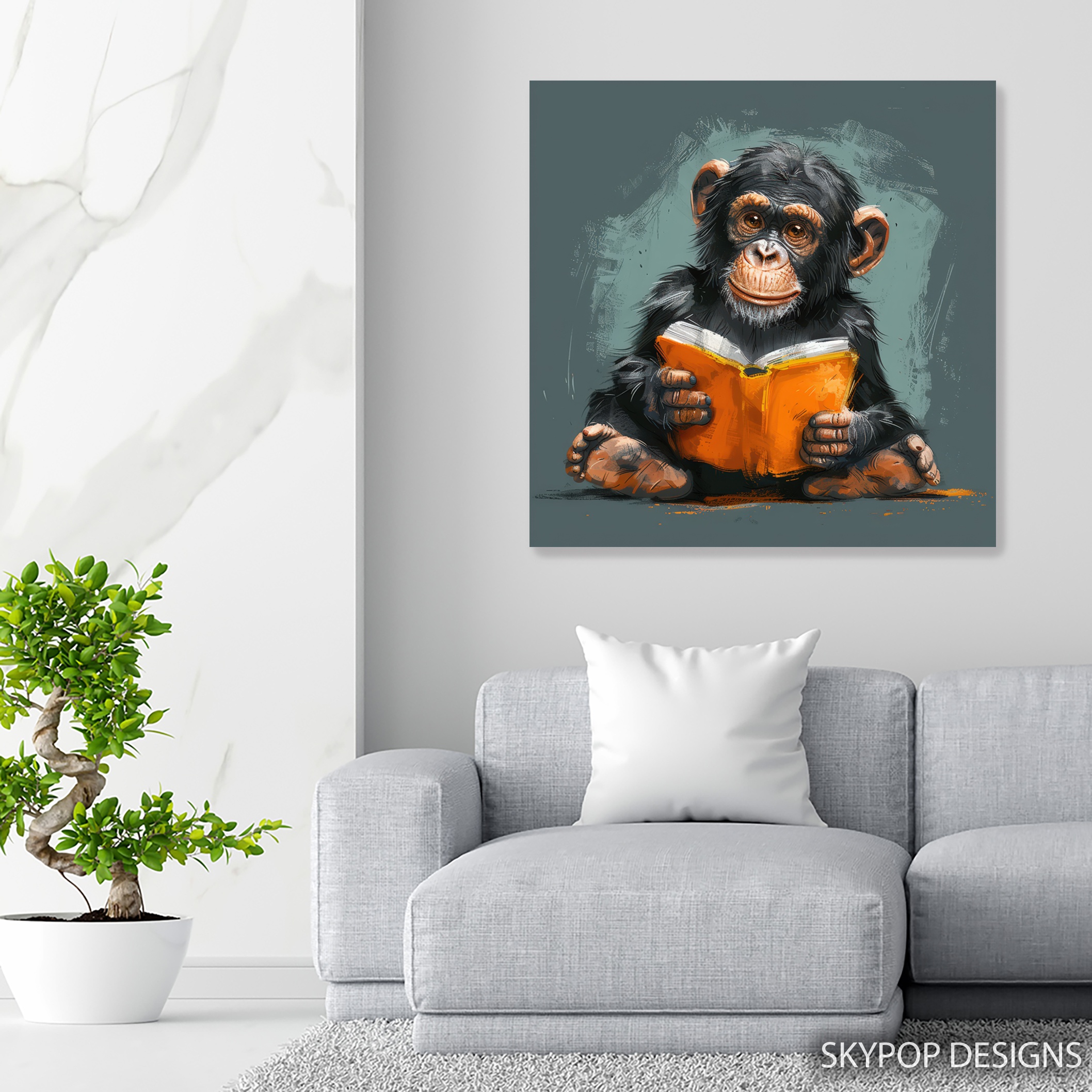 5.jpg Chimpanzee Reading Art