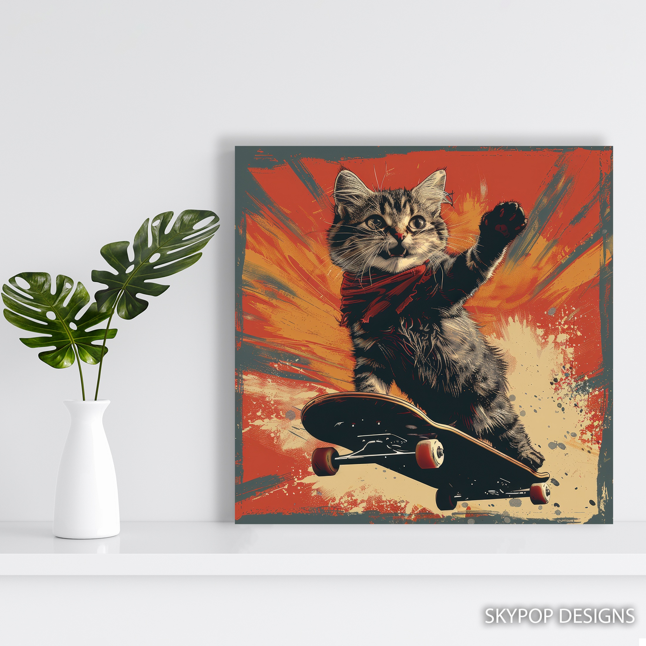 5.jpg Skateboarding Cat Art