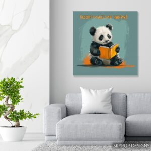 Panda Reading Book Art