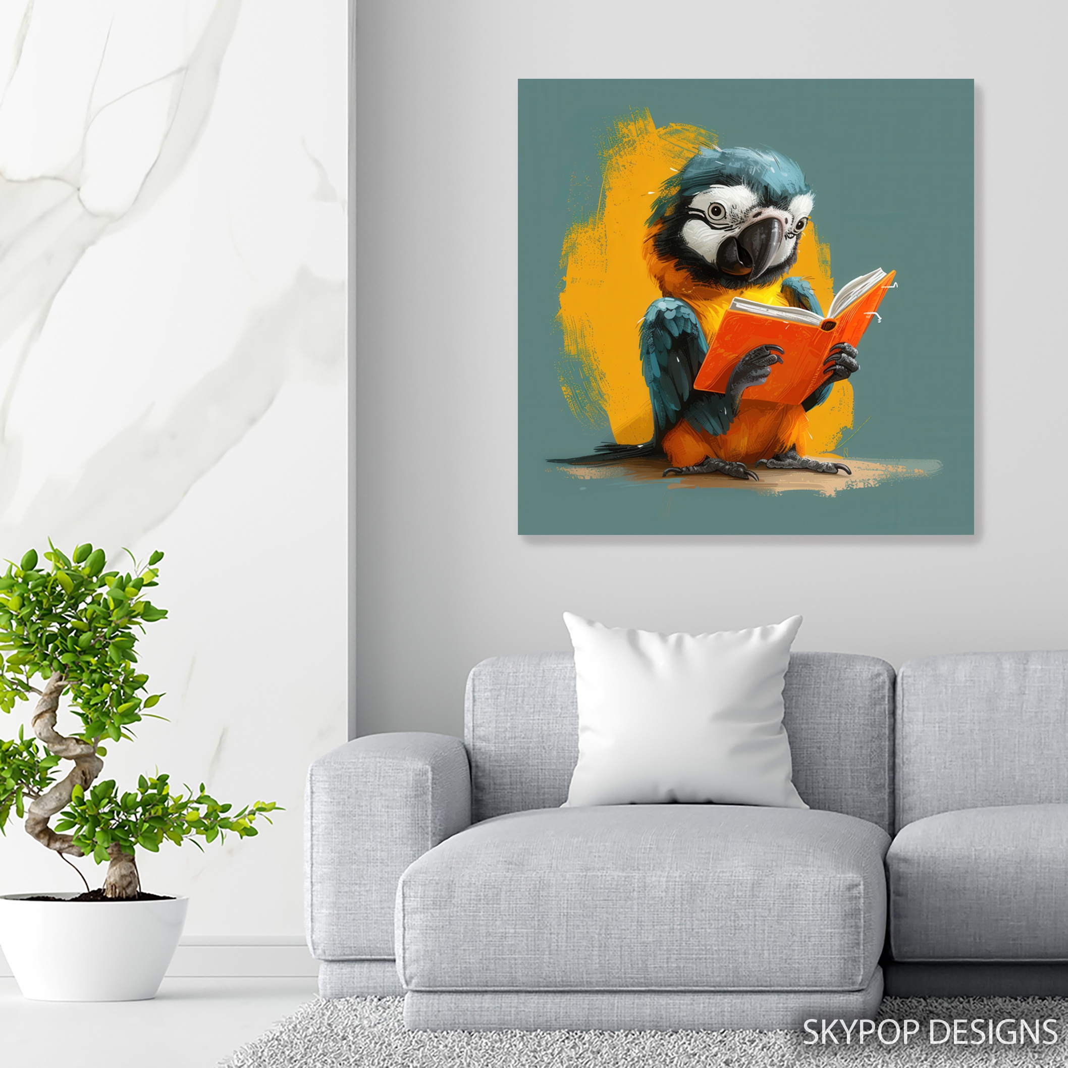 5.jpg Parrot Reading Book Art