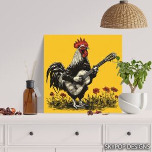 Rooster Playing Guitar Art