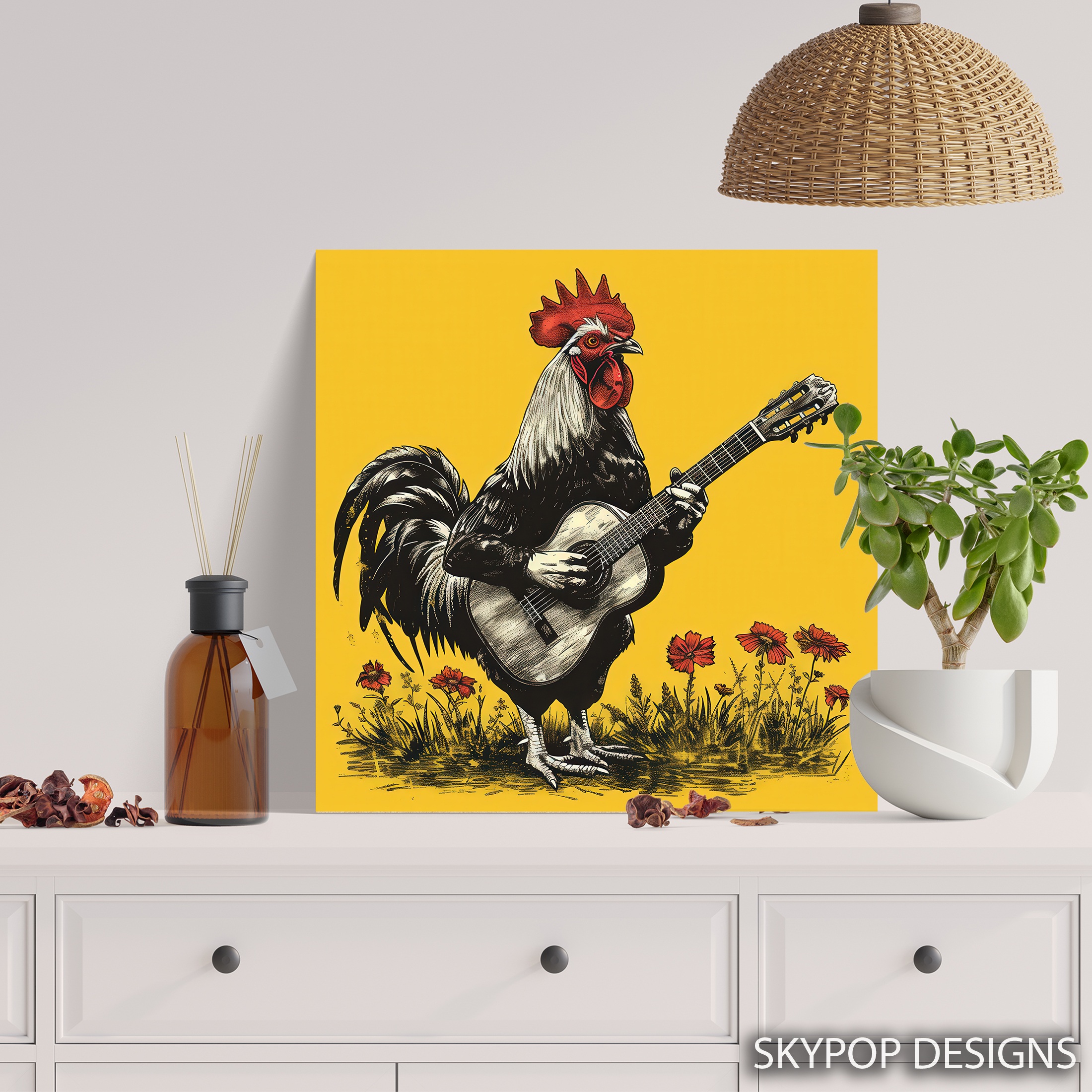 5.jpg Rooster Playing Guitar Art