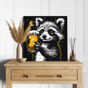 Raccoon Beer Night Art