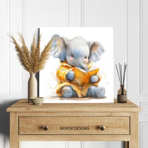 Elephant Reading Art