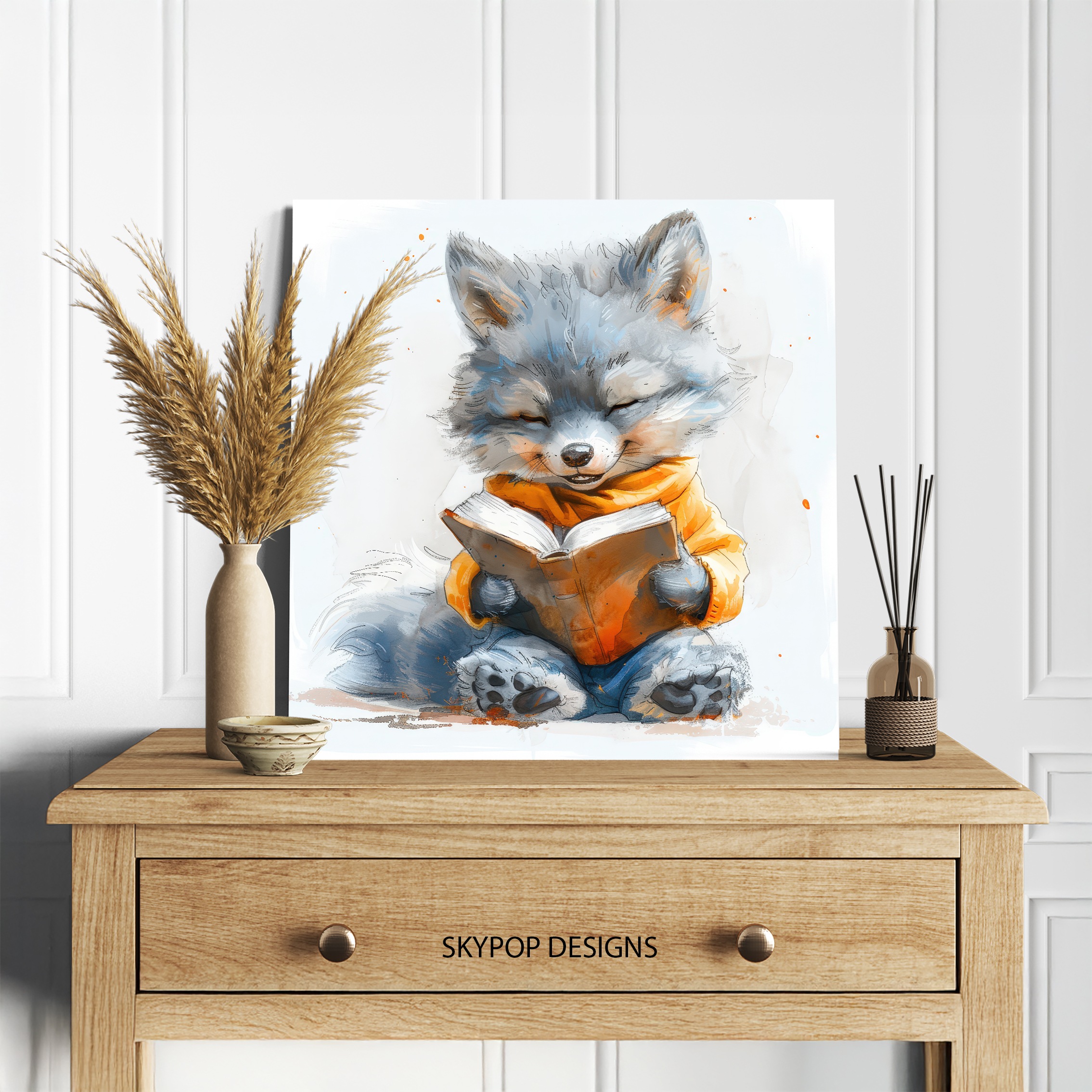 5.jpg Fox Reading Art