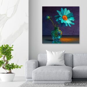 Teal Daisy Floral Art