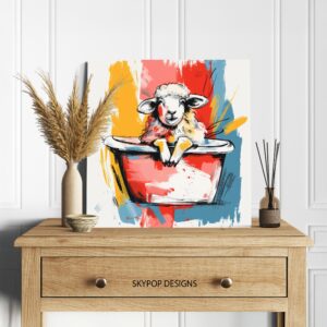 Sheep in Bathtub Art