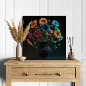 Neon Bloom Vase Art