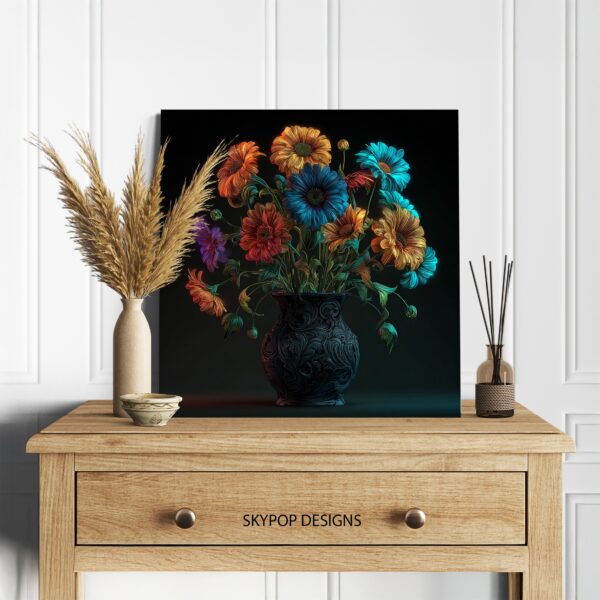 Neon Bloom Vase Art