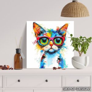 Hipster Cat in Glasses Art