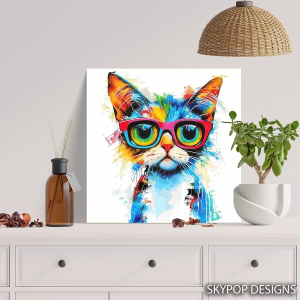 Hipster Cat in Glasses Art
