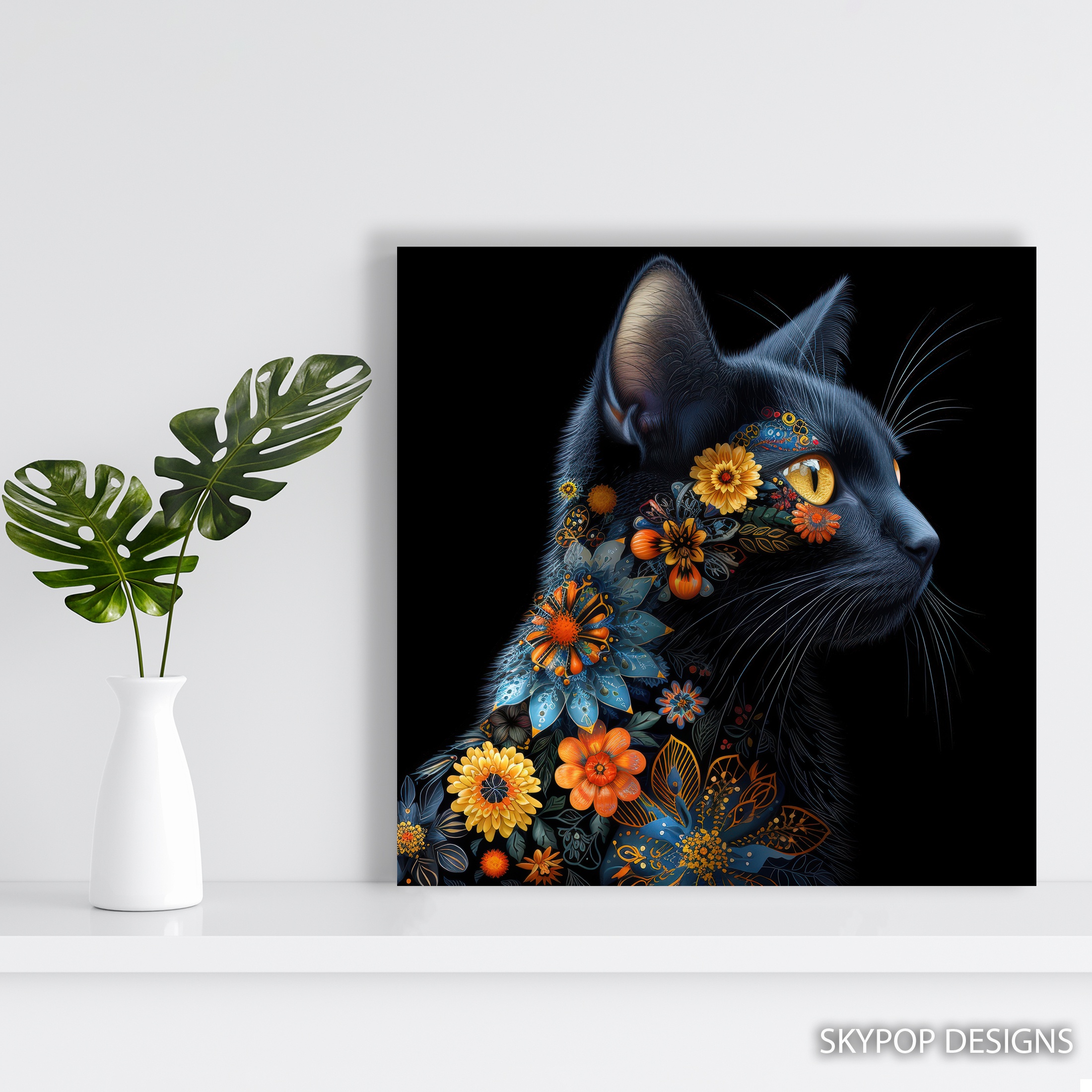 5.jpg Floral Cat Art