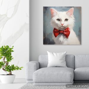 Dapper White Cat Art