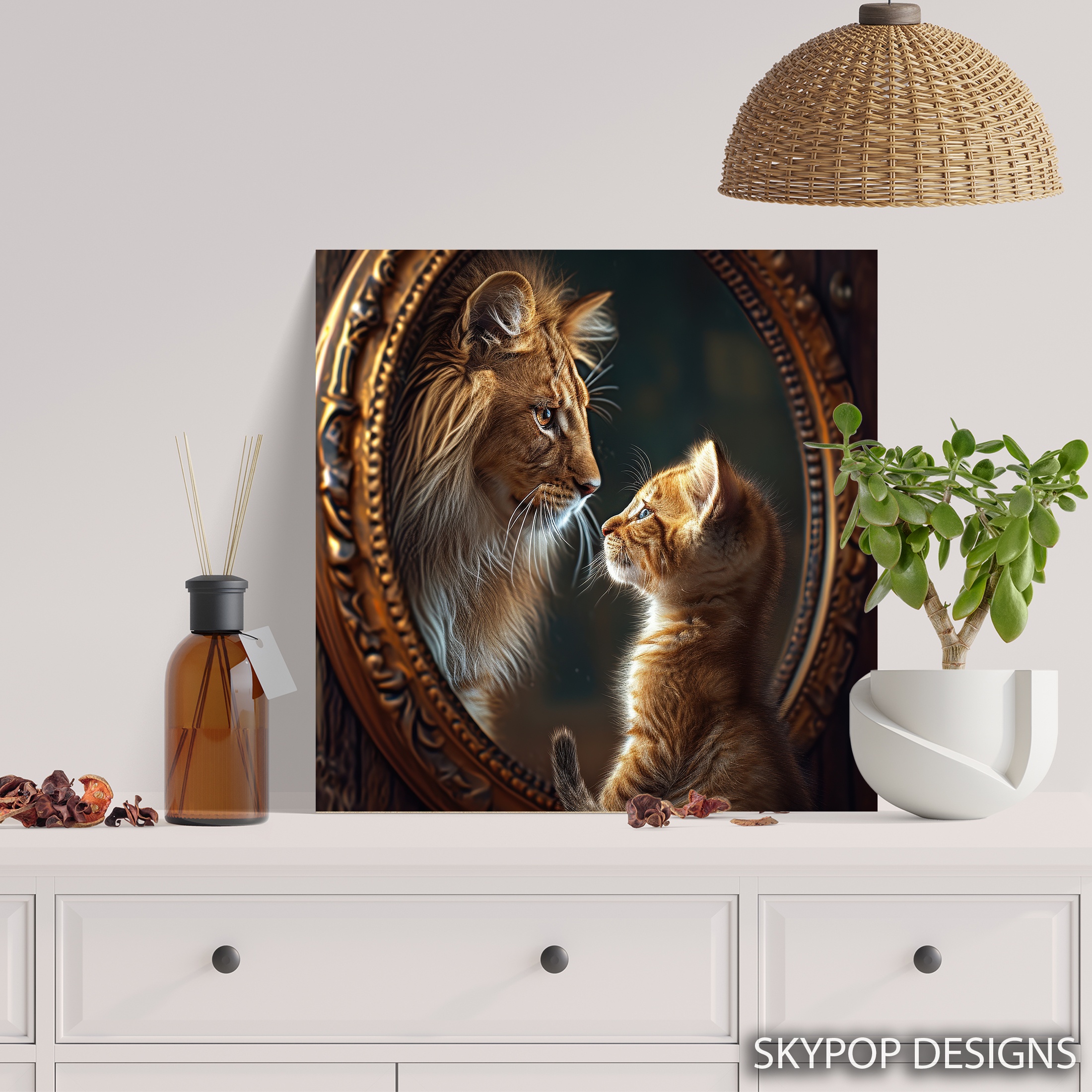 5.jpg Kitten Lion Mirror Art