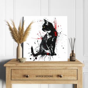 Black Cat Splatter Art
