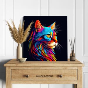 Neon Cat Explosion Art