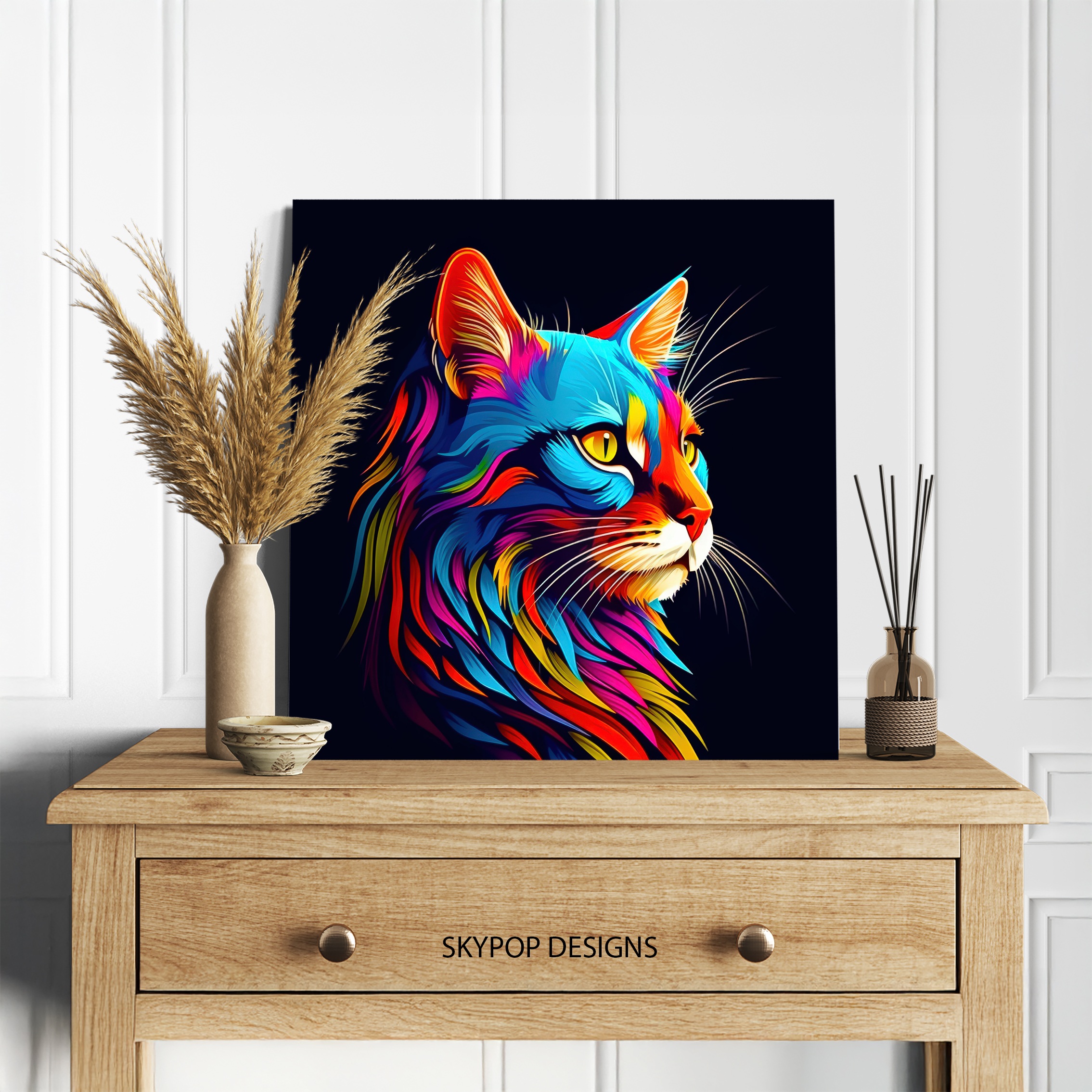 5.jpg Neon Cat Explosion Art