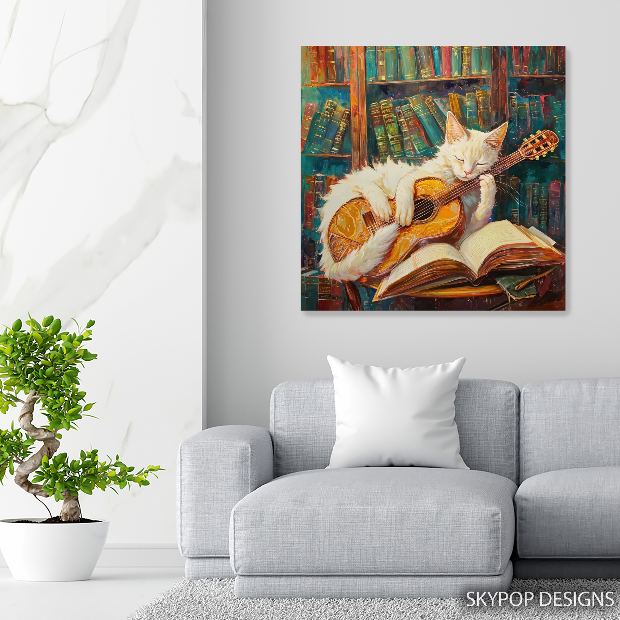 5.jpg Cat Playing Guitar Art