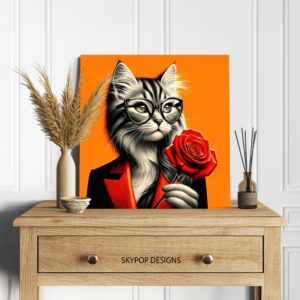 Cat with Rose Art