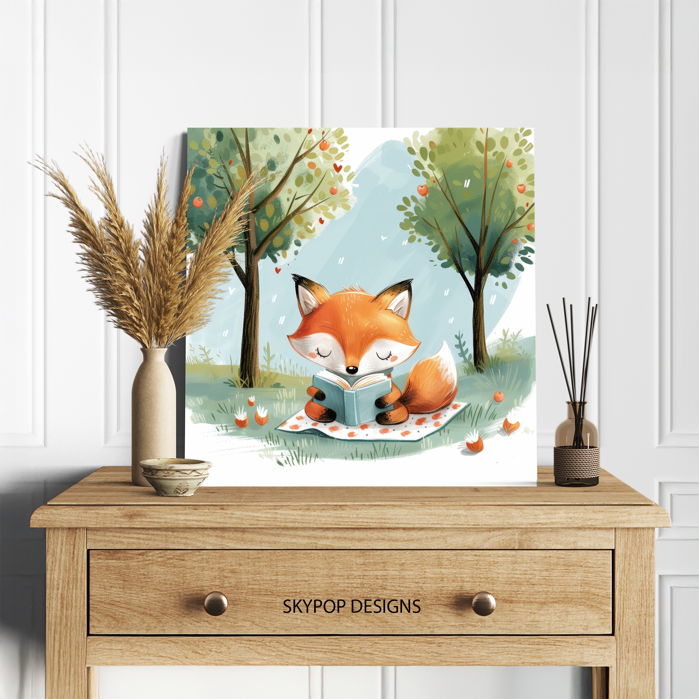 5.jpg Fox Reading Art