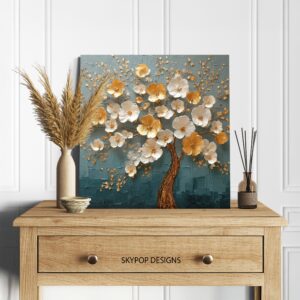 Golden Blossom Tree Art