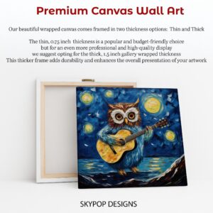 Owl Guitar Starry Night Art