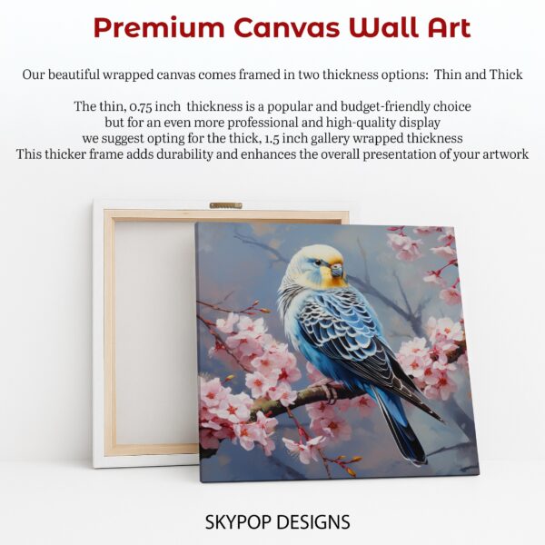Blue Budgie Cherry Blossom Art