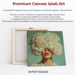 White Peony Bloom Portrait Art