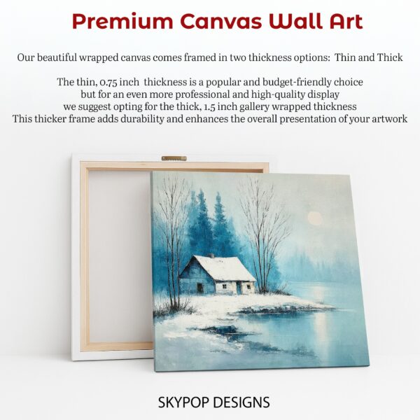 Winter Cabin Lake Art