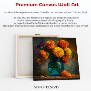 Marigolds in Teal Jar Art