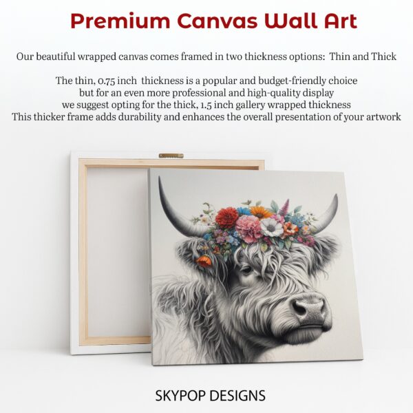 Highland Cow Floral Crown Art